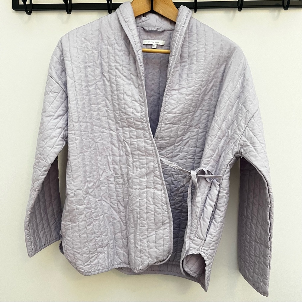 Lilac Quilted Wrap Robe Jacket - Picture 2 of 6